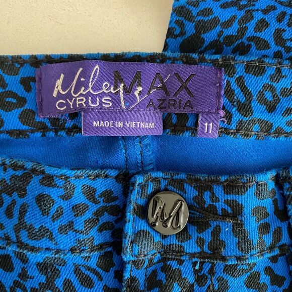 Miley Cyrus Max Azria Size 11 Blue Leopard Print Skinny Jeans Pockets 2000s - Picture 5 of 5